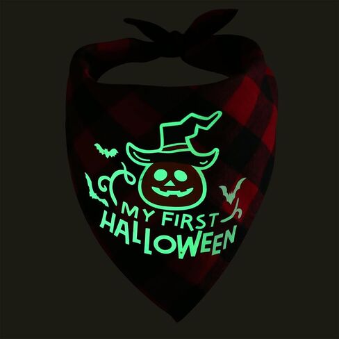 4Pcs Halloween Dog Bandanas, Halloween Luminous Glow-in-The=Dark Dog Bibs, Halloween Pumpkin Printing Puppy Triangle Bib Pet Scarf, Orange in Saudi Arabia