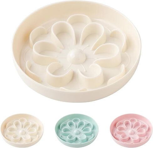 Slow Feeder Cat Food Bowl - Melamine Slow Eating Cat Bowl for Dry Wet Food - Cute Blossom Maze Cat Dish Healthy Feeding - Fun Interactive Cat Plate Whisker Friendly - Dishwasher Safe - 6.3''W x 1.1''H in Kuwait