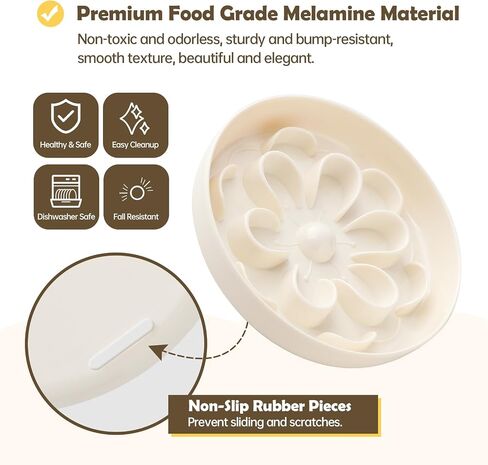 Slow Feeder Cat Food Bowl - Melamine Slow Eating Cat Bowl for Dry Wet Food - Cute Blossom Maze Cat Dish Healthy Feeding - Fun Interactive Cat Plate Whisker Friendly - Dishwasher Safe - 6.3''W x 1.1''H in Kuwait