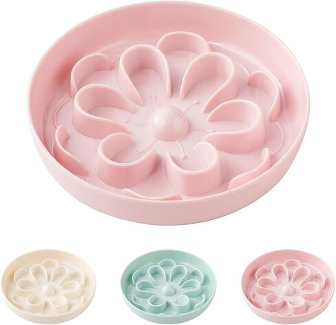 Slow Feeder Cat Food Bowl - Melamine Slow Eating Cat Bowl for Dry Wet Food - Cute Blossom Maze Cat Dish Healthy Feeding - Fun Interactive Cat Plate Whisker Friendly - Dishwasher Safe - 6.3''W x 1.1''H in Kuwait