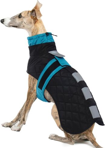 IECOii Greyhound Coat,Greyhound Winter Coat for Large Dogs,Lurcher Coat Whippet Winter Jacket Waterproof,Salukis Dog Winter Clothes with Warm Fleece,Extra Large Greyhound Cozy Fleece Jumper,Blue-XXXL in Saudi Arabia