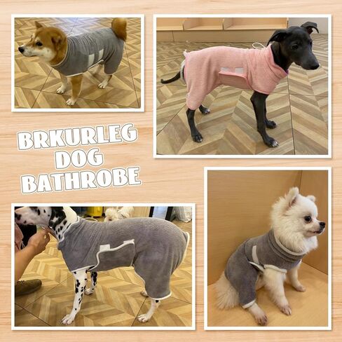 BRKURLEG Dog Bathrobe Towel Dog Drying Coat, Microfibre Fast Drying Super Absorbent Dog Bath Robe Towel, Warm Bath Robes for After Bath Shower Swimming for Small Medium Large Dogs Cats(Grey, M) in Saudi Arabia