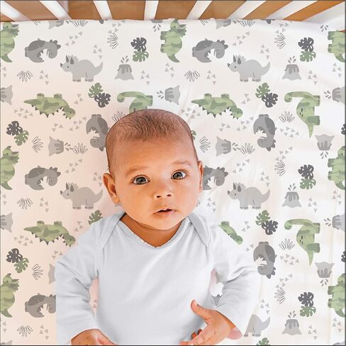 The Peanutshell Grey Moon & Stars Fitted Crib Sheet Set, Unisex 4 Pack Celestial Print, Grey & White in Saudi Arabia