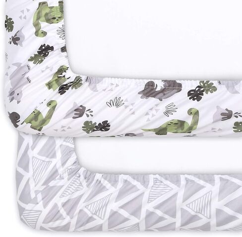 The Peanutshell Grey Moon & Stars Fitted Crib Sheet Set, Unisex 4 Pack Celestial Print, Grey & White in Saudi Arabia