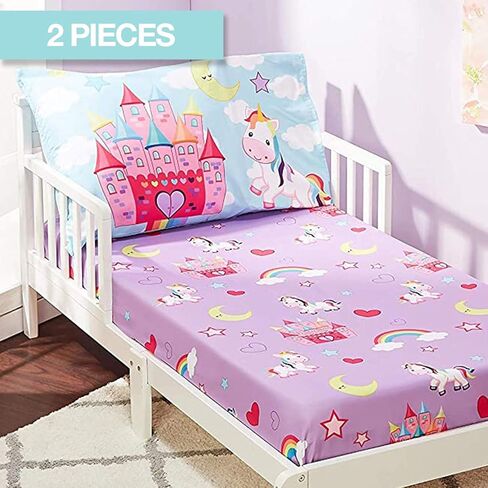 EVERYDAY KIDS 3-Piece Toddler Fitted Sheet, Flat Sheet and Pillowcase Set - Born to Dance Ballerina - Soft Breathable Microfiber Girls Toddler Sheets Set - Toddler Bed Sheets in Saudi Arabia