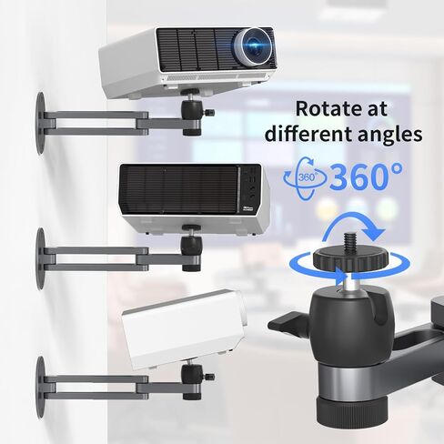 Foldable Projector Wall Mount Universal Adjustable Ceiling Wall Projector Mount Aluminum Alloy Projectors Stand,1/4" and M6 Screw Size (Foldable Wall Mount) in Saudi Arabia