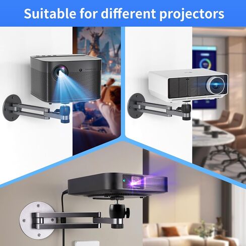 Foldable Projector Wall Mount Universal Adjustable Ceiling Wall Projector Mount Aluminum Alloy Projectors Stand,1/4" and M6 Screw Size (Foldable Wall Mount) in Saudi Arabia