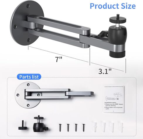 Foldable Projector Wall Mount Universal Adjustable Ceiling Wall Projector Mount Aluminum Alloy Projectors Stand,1/4" and M6 Screw Size (Foldable Wall Mount) in Saudi Arabia