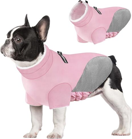 Dog Winter Coat Dog Jacket Cold Weather Coats Warm Fleece Lined Dog Clothes Windproof Reflective Turtleneck Dog Snowsuit with Harness Dog Vest Coats for Small Medium Large Dogs Pink M in Saudi Arabia