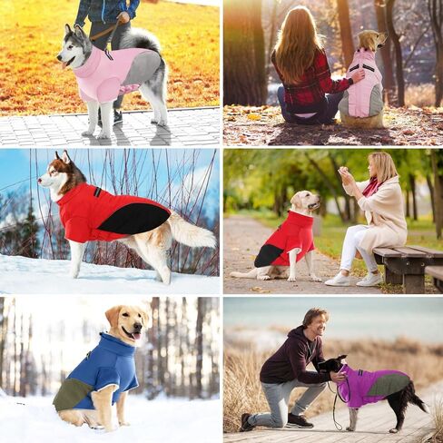 Dog Winter Coat Dog Jacket Cold Weather Coats Warm Fleece Lined Dog Clothes Windproof Reflective Turtleneck Dog Snowsuit with Harness Dog Vest Coats for Small Medium Large Dogs Pink M in Saudi Arabia