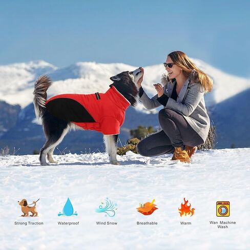 Dog Winter Coat Dog Jacket Cold Weather Coats Warm Fleece Lined Dog Clothes Windproof Reflective Turtleneck Dog Snowsuit with Harness Dog Vest Coats for Small Medium Large Dogs Pink M in Saudi Arabia
