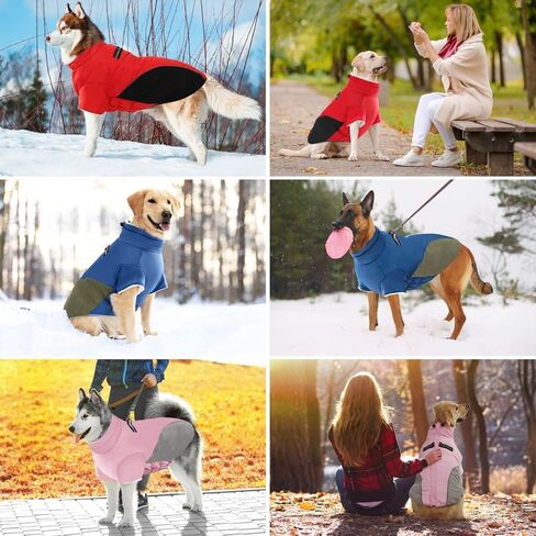 Dog Winter Coat Dog Jacket Cold Weather Coats Warm Fleece Lined Dog Clothes Windproof Reflective Turtleneck Dog Snowsuit with Harness Dog Vest Coats for Small Medium Large Dogs Pink M in Saudi Arabia