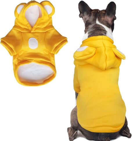 Jecikelon Dog معطف الطقس البارد الملابس الشتوية الدافئة جرو هوديس البلوز للكلاب الصغيرة القطط لينة مقنعين ملابس الحيوانات الأليفة Suéter para Perros (صغير، أصفر) in Saudi Arabia