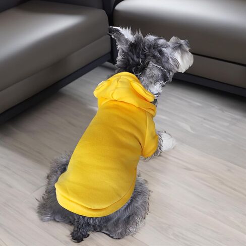 Jecikelon Dog معطف الطقس البارد الملابس الشتوية الدافئة جرو هوديس البلوز للكلاب الصغيرة القطط لينة مقنعين ملابس الحيوانات الأليفة Suéter para Perros (صغير، أصفر) in Saudi Arabia