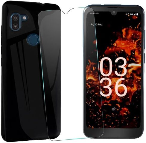 حافظة لهاتف Orbic Fun+ 4G (6.09 بوصة)، حافظة بغطاء أسود لهاتف Orbic Fun+ 4G مع واقي شاشة من الزجاج المقوى in Kuwait