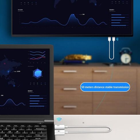 مجموعة جهاز إرسال واستقبال عالي الدقة - محول دونجل 1080P 4K Ultra Mode، توصيل مريح بكابلين وتشغيل وسائط البث للدونجل والكمبيوتر المحمول والكمبيوتر الشخصي in Kuwait