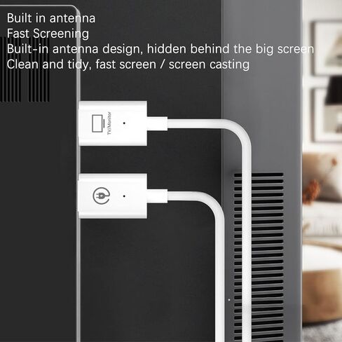مجموعة جهاز إرسال واستقبال عالي الدقة - محول دونجل 1080P 4K Ultra Mode، توصيل مريح بكابلين وتشغيل وسائط البث للدونجل والكمبيوتر المحمول والكمبيوتر الشخصي in Kuwait