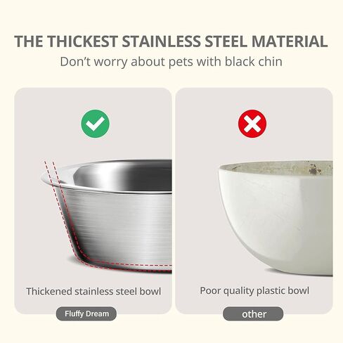 FluffyDream Elevated Dog Bowls, [Prevention of Vertebrae Disease] Non-Slip Dog Bowl with Stainless Steel Bowl, High Capacity Dog Food Bowls (DarkBlack 2 Packs, L (860ML / 3 Cups)) in Saudi Arabia