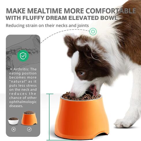 FluffyDream Elevated Dog Bowls, [Prevention of Vertebrae Disease] Non-Slip Dog Bowl with Stainless Steel Bowl, High Capacity Dog Food Bowls (DarkBlack 2 Packs, L (860ML / 3 Cups)) in Saudi Arabia