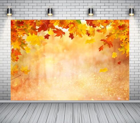 7x5ft Autumn Background Yellow Maple Leaf Blur Forest Sparkling Backdrop for Photography Children Adults Portraits Photo Studio Background in Kuwait