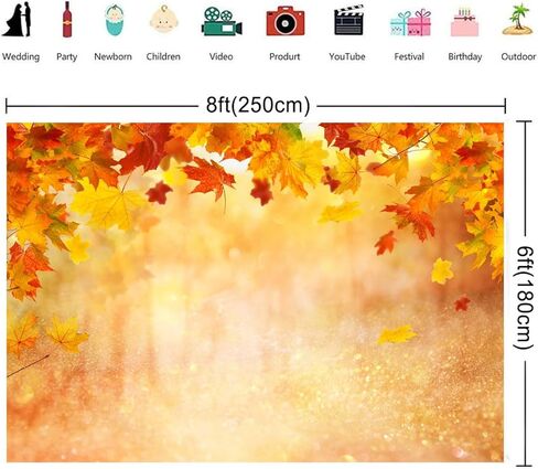 7x5ft Autumn Background Yellow Maple Leaf Blur Forest Sparkling Backdrop for Photography Children Adults Portraits Photo Studio Background in Kuwait