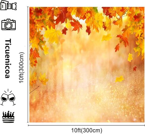 7x5ft Autumn Background Yellow Maple Leaf Blur Forest Sparkling Backdrop for Photography Children Adults Portraits Photo Studio Background in Kuwait