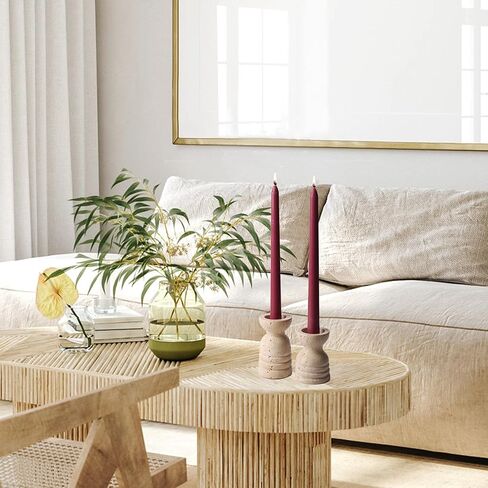 حامل شموع WORHE مجموعة من حجر الترافرتين الطبيعي الإيطالي مكون من 2 حامل شمعدان رخامي فاخر لحفلات الزفاف وحفلات الطعام وحامل شموع للضياء. شموع عمودية مستدقة مقاس 3/4 بوصة، لون أحمر (WH023) in Kuwait