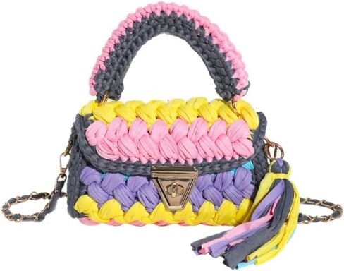 حقائب كروس مصنوعة يدويًا لحفلات الزفاف من الكروشيه للنساء، حقيبة كتف بغطاء قلاب للسهرة in Kuwait