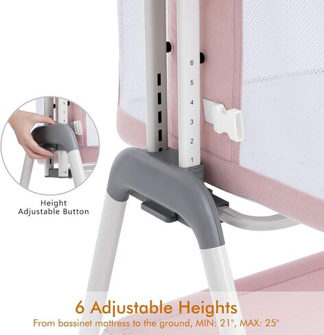 ANGELBLISS Baby Bassinet Bedside Sleeper, Easy Folding Portable Bassinet for Baby with Wheels, Adjustable Height, Included Mattress in Saudi Arabia