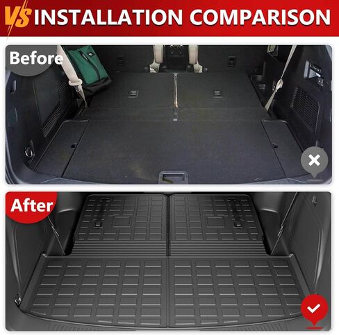 Xipoo Cargo Liner متوافق مع 2020-2023 Ford Explorer بساط صندوق السيارة الخلفي مع حصيرة مسند الظهر وغطاء المقعد الخلفي لملحقات Ford Explorer 2020-2023 (حصيرة صندوق السيارة الخلفي مع بساط مسند الظهر) in Kuwait