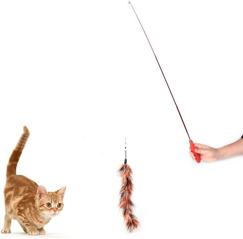 Cat Toy Wand - Retractable Cat Feather Wand Toy with 11 Cat Feather Refills, Funny Kitten Toys Cat Fishing Pole Toy for Indoor Cats Chase and Exercise in Saudi Arabia