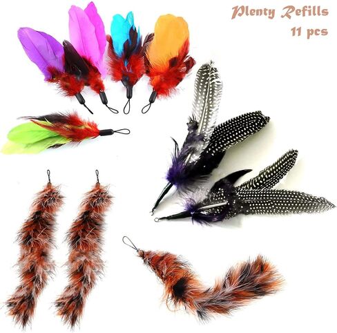 Cat Toy Wand - Retractable Cat Feather Wand Toy with 11 Cat Feather Refills, Funny Kitten Toys Cat Fishing Pole Toy for Indoor Cats Chase and Exercise in Saudi Arabia