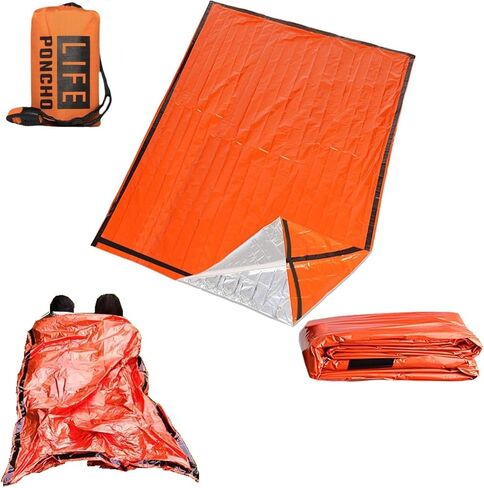 Emergency Sleeping Bag, Polyester Film Bivy Sack Survival Bag with Drawstring Dag and Whistle for Earthquakes, Hurricane, Hiking, Camping in Saudi Arabia