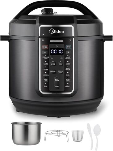 Midea 12-in-1 Electric Pressure Cooker, 6 Quarts, 12 Presets, Multi-Functional Programmable Slow Cooker, Rice Cooker, Steamer, Sauté Pan, Yogurt Maker, and More, Stainless Steel in Kuwait