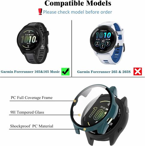 [عبوة من 4 قطع] حافظة حماية للشاشة متوافقة مع ساعة Garmin Forerunner 165/165 الموسيقية الذكية، غطاء رفيع للغاية مقاوم للخدش مع زجاج مقسى للنساء والرجال in Saudi Arabia