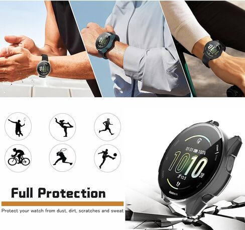 [عبوة من 4 قطع] حافظة حماية للشاشة متوافقة مع ساعة Garmin Forerunner 165/165 الموسيقية الذكية، غطاء رفيع للغاية مقاوم للخدش مع زجاج مقسى للنساء والرجال in Saudi Arabia