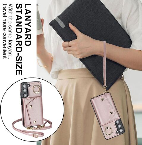 for Samsung Galaxy S22 Plus (Not S22 / S22 Ultra) Case for Women, Crossbody Wallet Case with Credit Card Holder Lanyard Shockproof Purse Kickstand Case for Samsung S22 Plus.Crossbody Black in Saudi Arabia