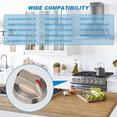 Bixegg DG64-00473B مقابض الموقد الأسود قطع غيار من الفولاذ المقاوم للصدأ لمقبض التحكم في موقد غاز سامسونج متوافق مع NX58M6850SG، NX58J7750SG، NX58J5600SG، NX58K7850SG (عبوة واحدة) in Kuwait