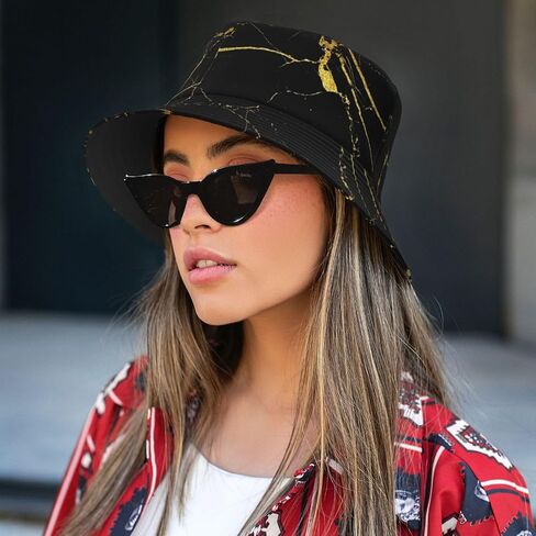 Starry Night Firefly Gothic Butterfly Bucket Hat Summer Packable Fisherman Cap Beach Travel Sun Hat for Unisex Men Women in Saudi Arabia