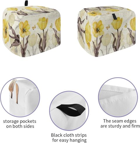 4 Slice Toaster Cover, Bread Machine Cover Honey Bee Daisy Flowers Sage Green Border Kitchen Appliance Dust Cover with Top Handle Fingerprint Protection Lightweight Kitchen Toaster Cover in Kuwait