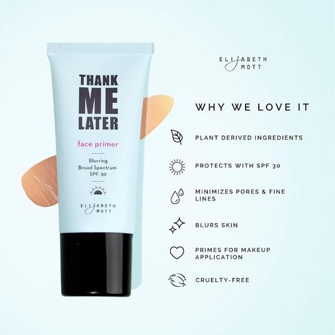 Elizabeth Mott Thank Me Later Face Primer - Mattifying Makeup Base Primer for Shine and Oil Control - Pore Minimizer and Hides Wrinkles and Fine Lines, 30g in Saudi Arabia