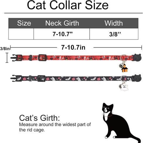 Christmas Cat Collar, Cotton 2 Pack Cat Collar with Bells, Breakaway Collars for Girl Boy Kittens, Christmas in Kuwait
