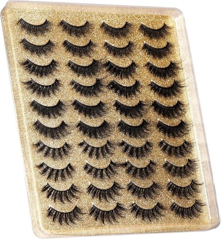 20 Pairs False Eyelashes Natural Fluffy Cat Eye Fake Eye Lashes 4 Styles Mixed Thick Wispy 5D Faux Mink Eyelashes Multipack in Saudi Arabia