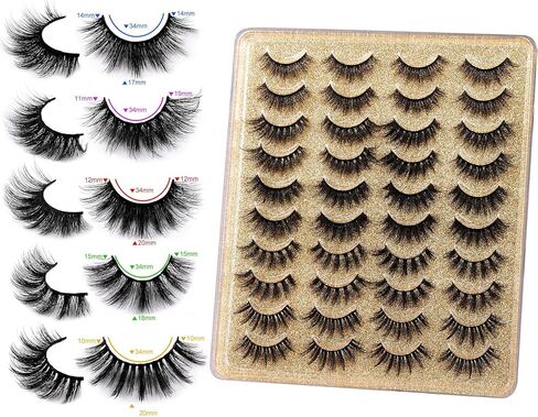 20 Pairs False Eyelashes Natural Fluffy Cat Eye Fake Eye Lashes 4 Styles Mixed Thick Wispy 5D Faux Mink Eyelashes Multipack in Saudi Arabia