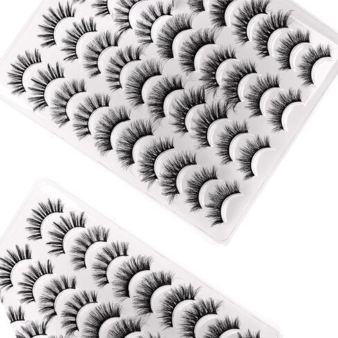20 Pairs False Eyelashes Natural Fluffy Cat Eye Fake Eye Lashes 4 Styles Mixed Thick Wispy 5D Faux Mink Eyelashes Multipack in Saudi Arabia
