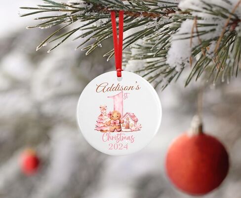 Babys First Christmas Ornament 2024, Personalized Keepsake for Girl Boy, My 1st Holiday Gift (Blue Year Only) in Kuwait