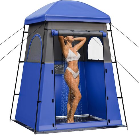 YITAHOME Camping Shower Tent, Portable 1 Room/2 Rooms Privacy Tent with Floor, Oversize Space Changing Tent for Shower Easy Set Up in Saudi Arabia