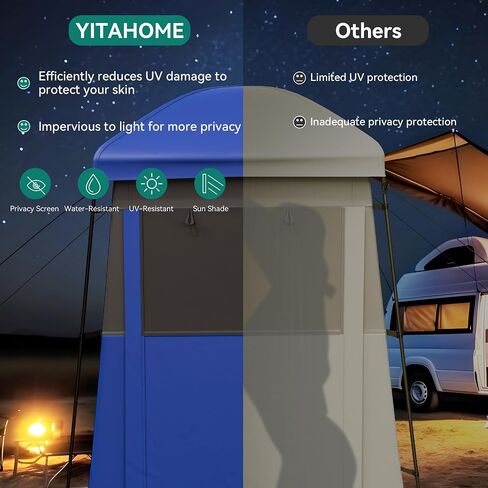 YITAHOME Camping Shower Tent, Portable 1 Room/2 Rooms Privacy Tent with Floor, Oversize Space Changing Tent for Shower Easy Set Up in Saudi Arabia