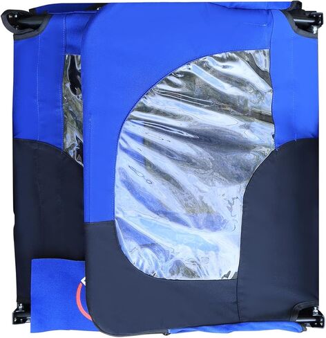 مقطورة دراجة للكلاب، عربة عربة حيوانات أليفة 2 في 1، مقطورة قابلة للطي للدراجات للحيوانات الأليفة مع عجلة هوائية مقاس 16 بوصة، أزرق، 45.7 × 22.8 × 27.6 بوصة in Kuwait