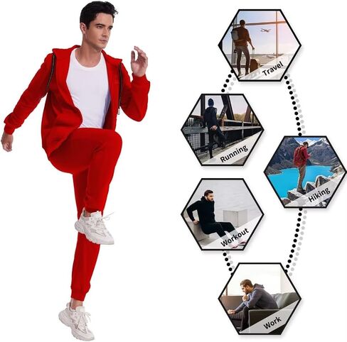AKsit Men's Sweatsuit 2 Piece Hoodie Tracksuit Set Jogging Suits Outfit Casual Wear Activewear Zip Tracksuit Sports Set City Black Grey Camo M in Saudi Arabia